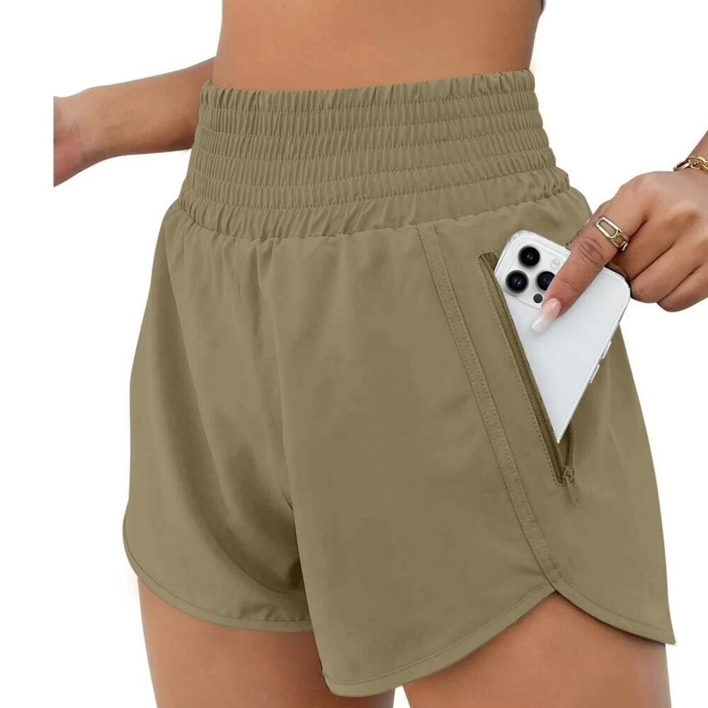 Rosvigor High Waisted Running Gym Workout Shorts with Pockets NWT